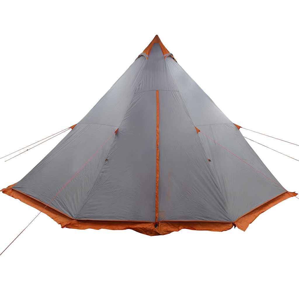 Detail van de vidaXL Tipitent in grijs met oranje accenten, zijaanzicht van de tent.