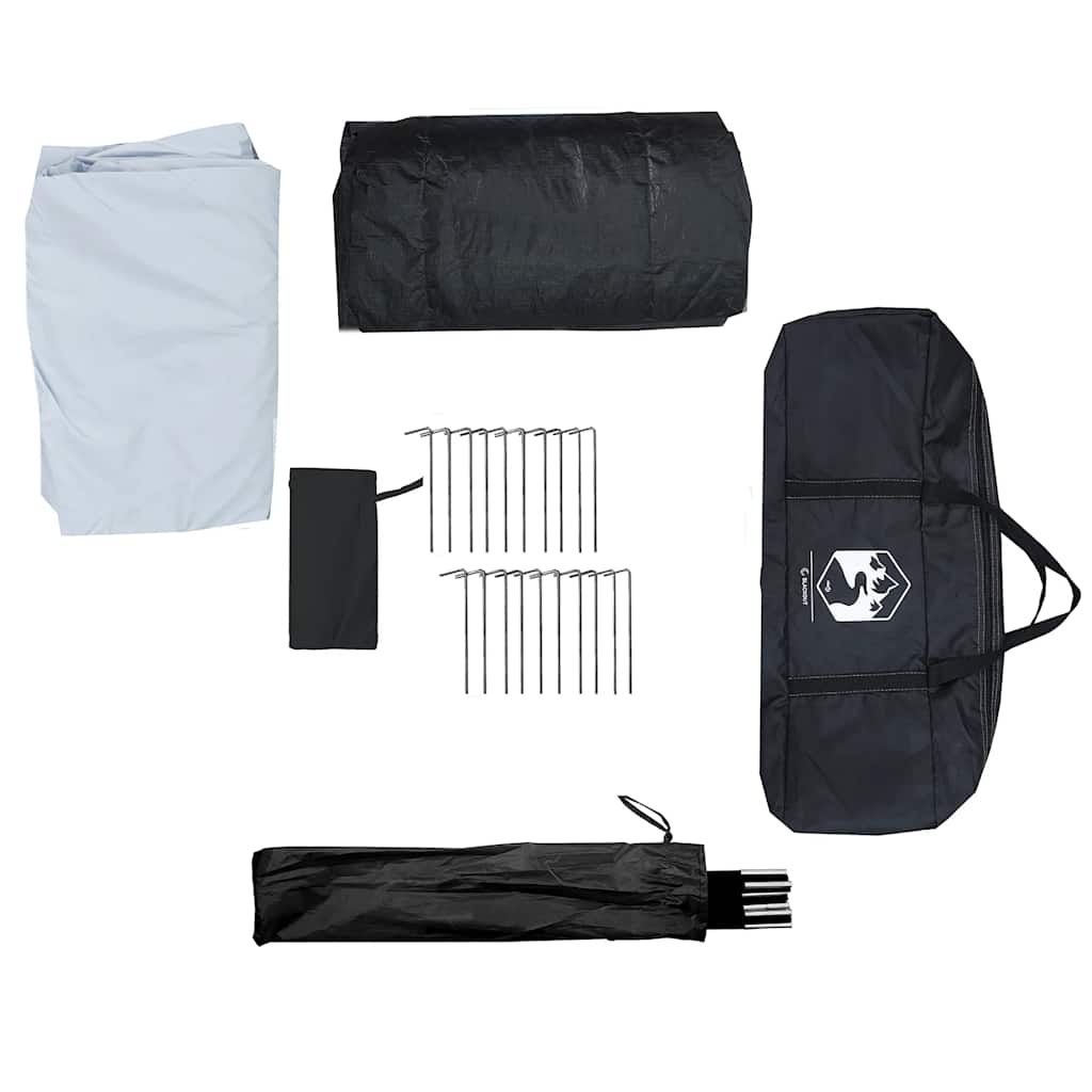 Detailweergave van de accessoires van de vidaXL 8-persoons tipitent, inclusief haringen en draagtas.