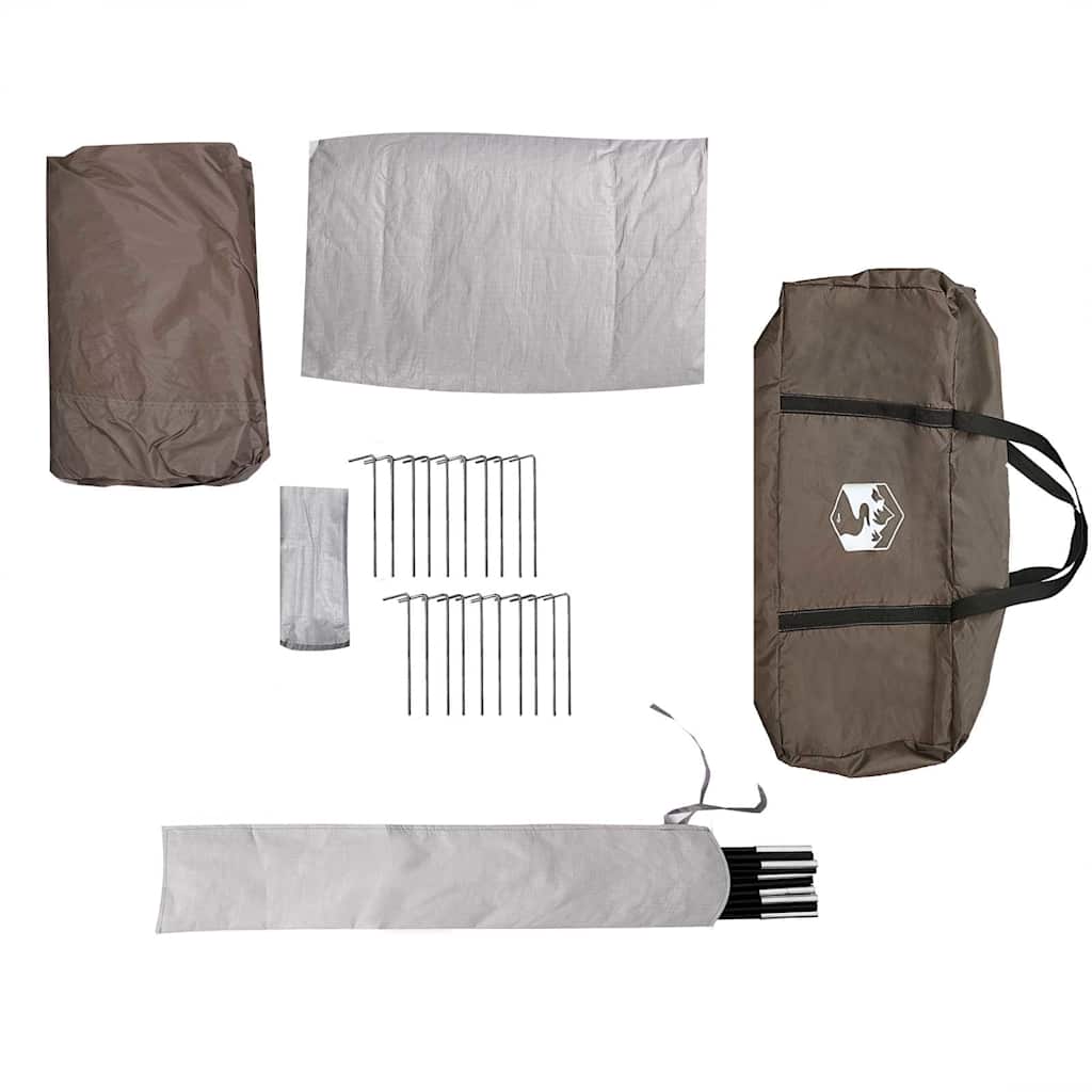 Detail van de accessoires van de vidaXL 8-persoons tipitent, inclusief stokken en haringen.