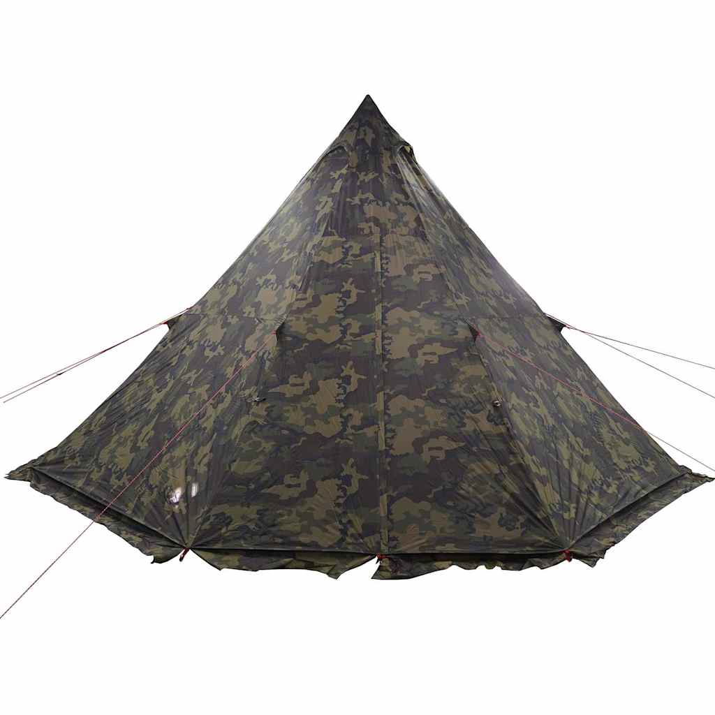 Detail van de vidaXL camouflage tipitent met scherpe hoeken en waterdichte afwerking.