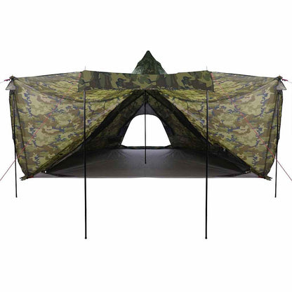 Detail van de vidaXL camouflage tipitent, met open ingang en waterdichte stof.