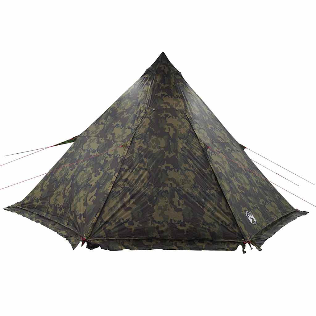 Detail van de vidaXL 8-persoons camouflage tipitent, met scherpe hoeken en waterdichte stof.