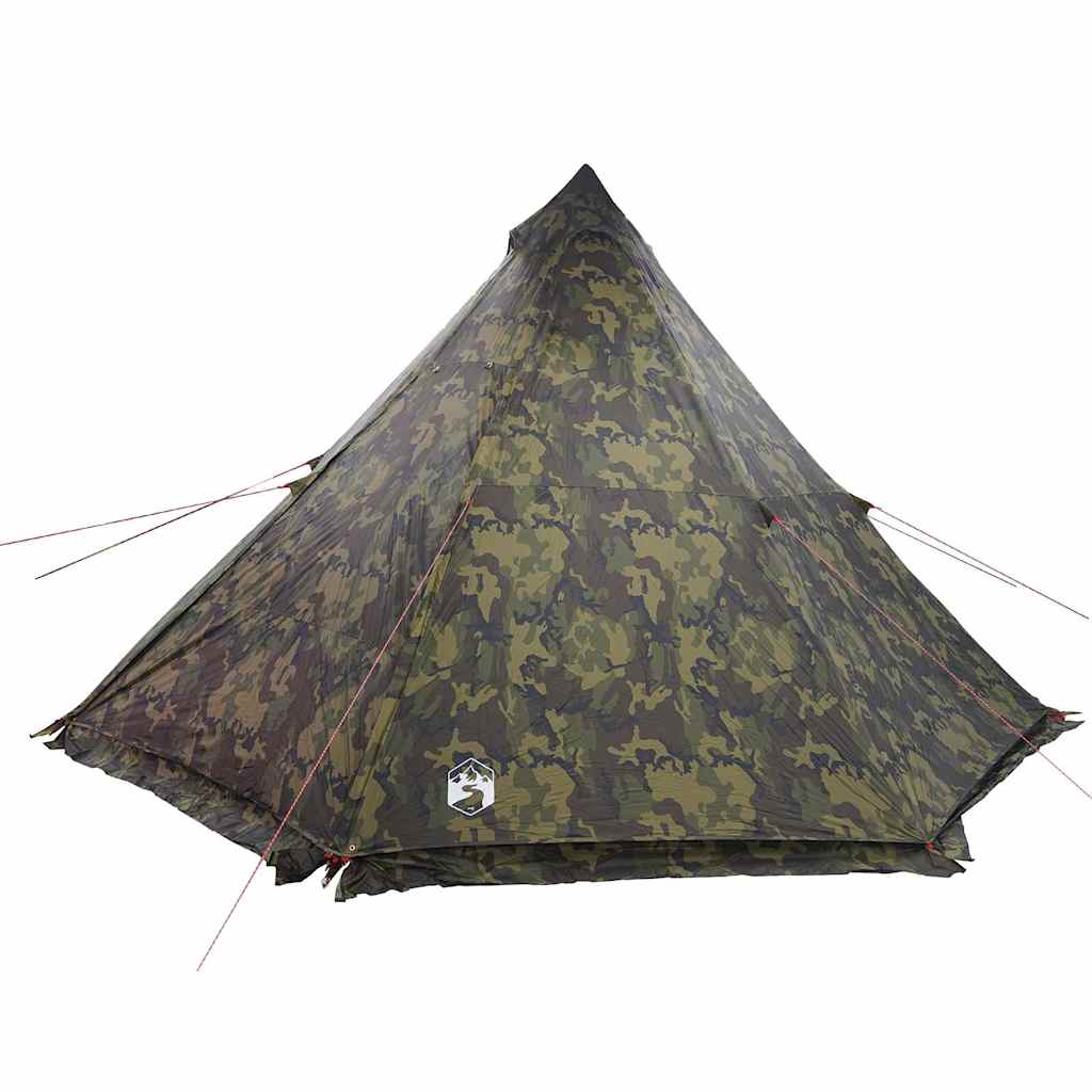 Detail van de vidaXL camouflage tipitent met scherpe hoeken en waterdichte stof.