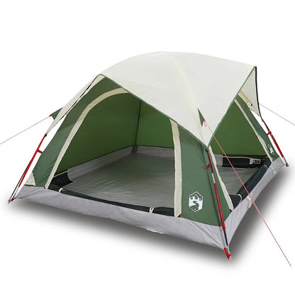 Detail van de vidaXL 4-persoons tent in groen met open ingang en waterdicht ontwerp.