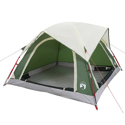 Detail van de vidaXL 4-persoons tent in groen, met een open ingang en waterdicht ontwerp.
