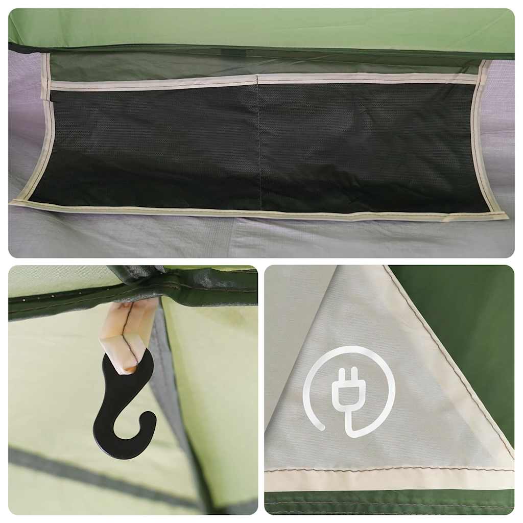 Detail van de E-port en haak in de vidaXL 4-persoons tent, voor gemakkelijke toegang.