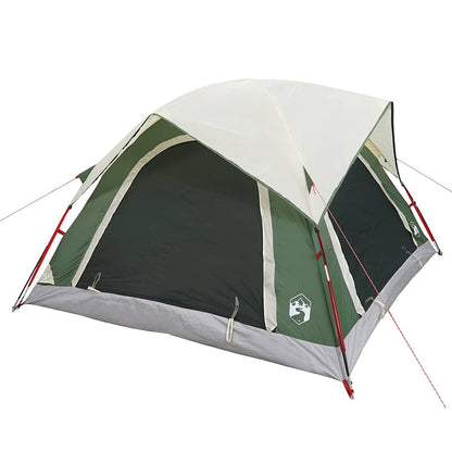 Detail van de groene vidaXL tent met waterdicht ontwerp en lichtgewicht stokken.