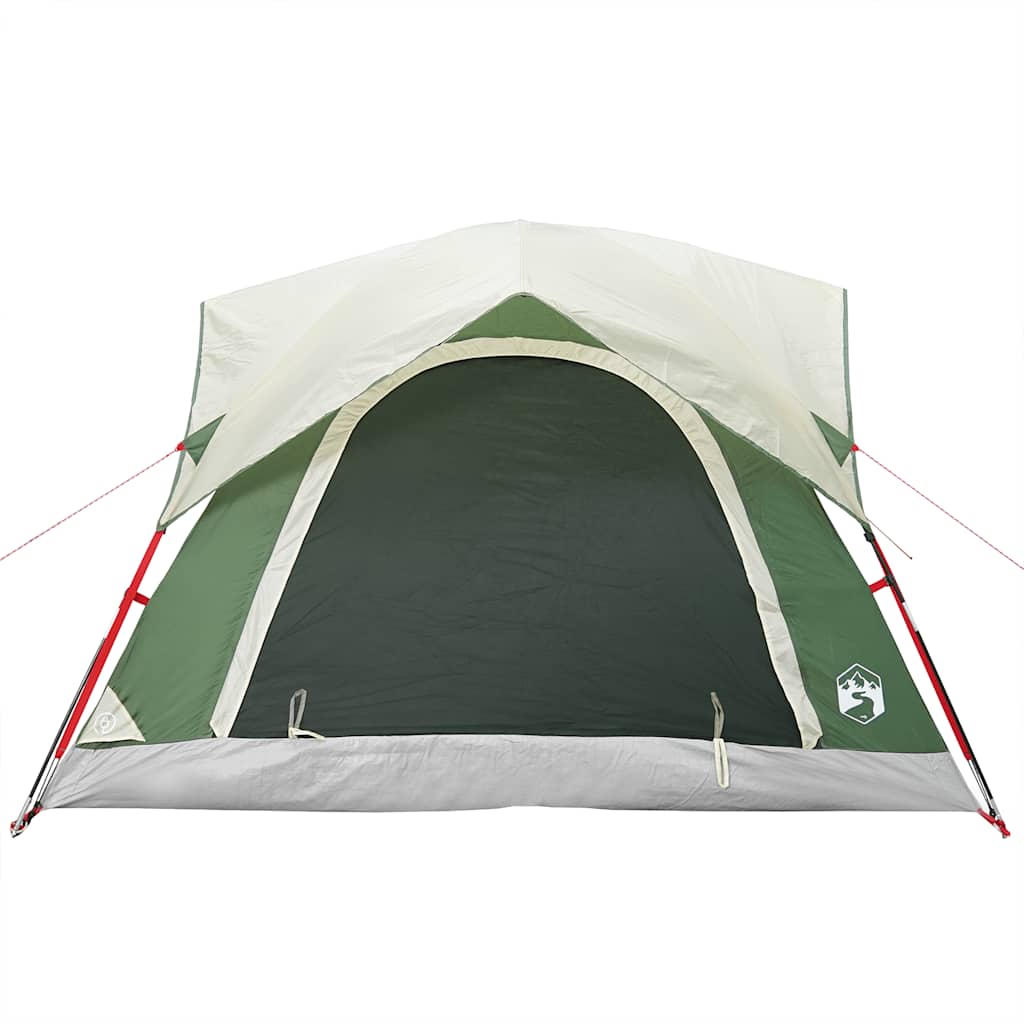 Detail van de groene vidaXL tent met waterdichte voorkant en ventilatieopening.