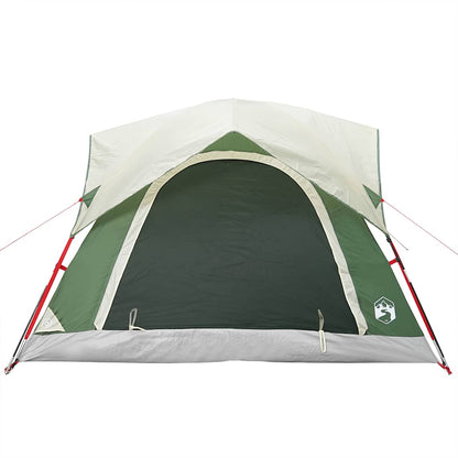 Detail van de groene vidaXL tent met waterdichte voorkant en ventilatieopening.