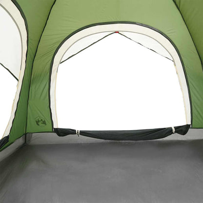 Detail van de groene vidaXL tent met open ventilatierooster aan de zijkant.