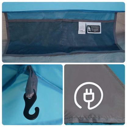 Detail van de binnenkant van de vidaXL tent met opbergvak en haak voor verlichting.