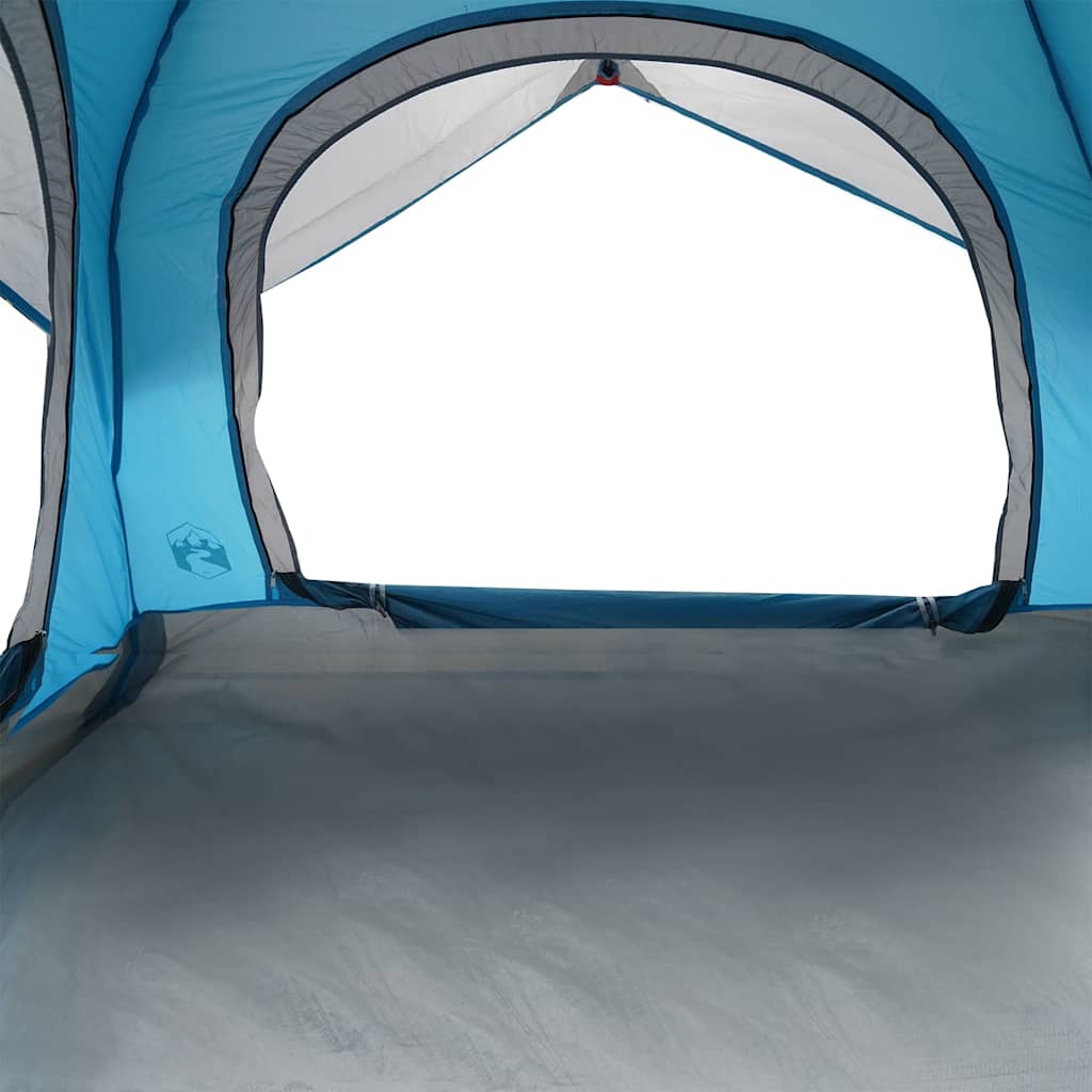 Detail van de binnenkant van de vidaXL tent met open ingang en blauwe wanden.