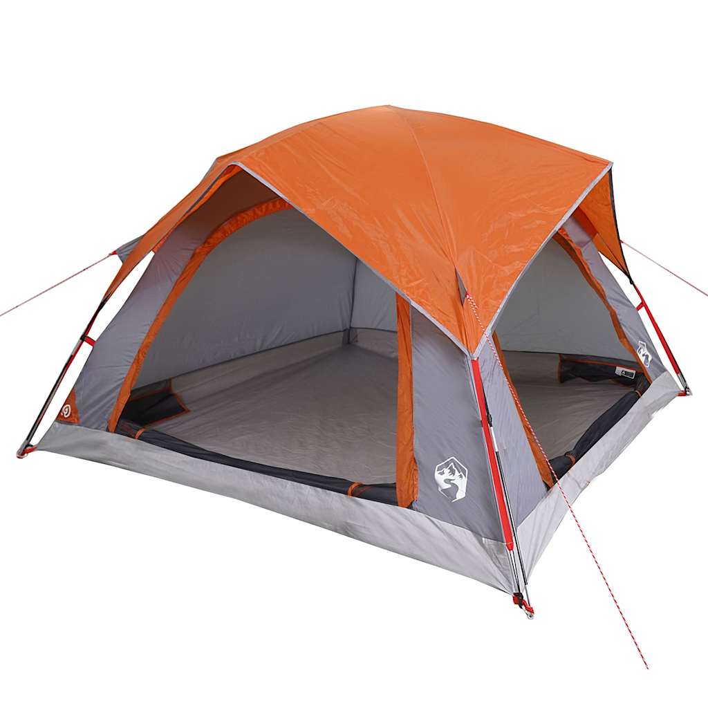 Detail van de vidaXL tent met grijze en oranje kleuren, zijaanzicht zonder deksel.