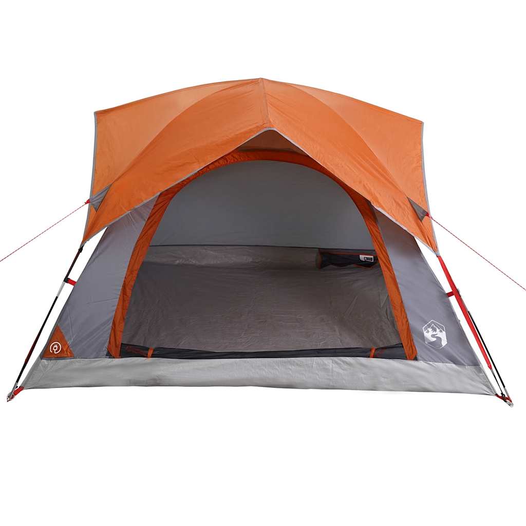 Detail van de vidaXL tent met grijze en oranje kleuren, zijaanzicht met open ingang.