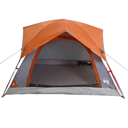 Detail van de vidaXL tent met grijze en oranje kleuren, zijaanzicht met open ingang.