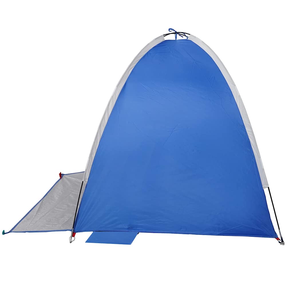 Detail van de azuurblauwe vidaXL strandtent met waterdichte coating en flexibele stokken.