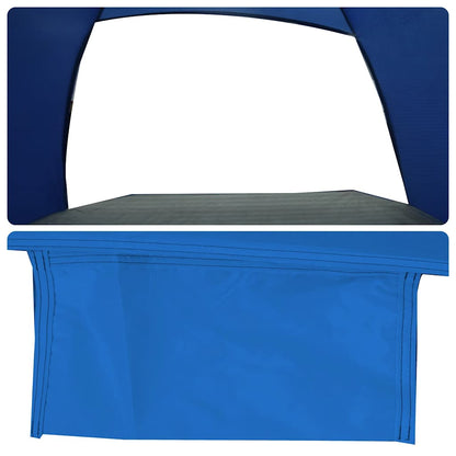 Detail van de azuurblauwe vidaXL strandtent met waterdichte randen en flexibele stiksels.