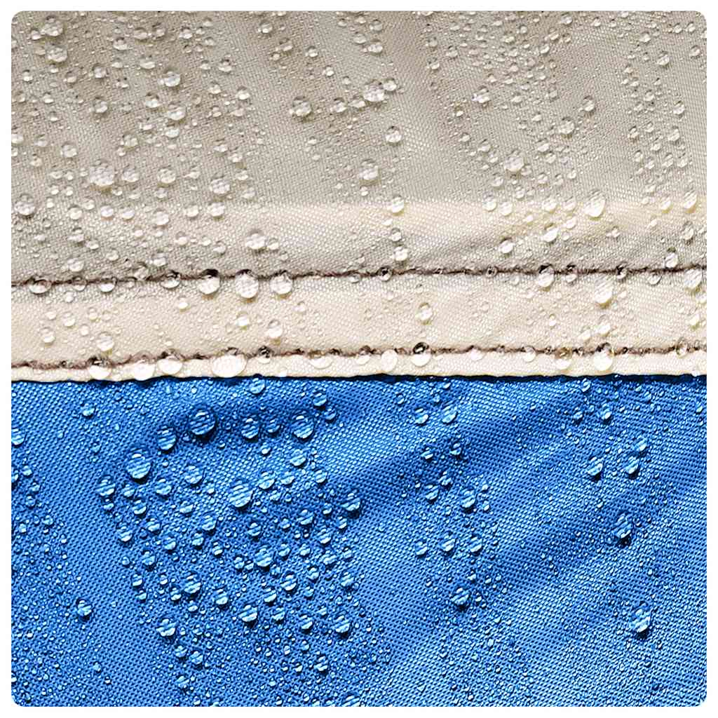 Detail van het waterdichte polyester van de vidaXL strandtent in azuurblauw.