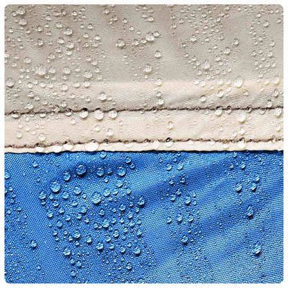 Detail van het waterdichte polyester van de vidaXL strandtent in azuurblauw.
