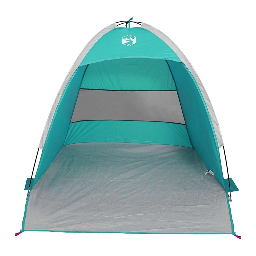 Detail van de vidaXL strandtent in zeegroen, met een open ingang en lichtgewicht ontwerp.