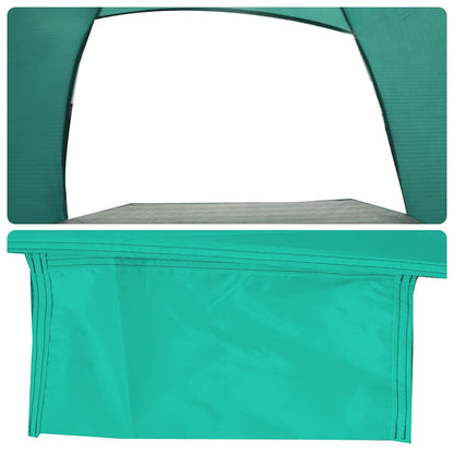 Detail van de zeegroene vidaXL strandtent, met waterdichte onderrand en opbouwstructuur.