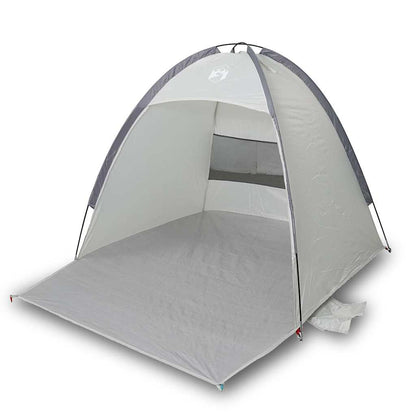 Detail van de vidaXL strandtent in grijs, met open ingang en waterdichte vloer.
