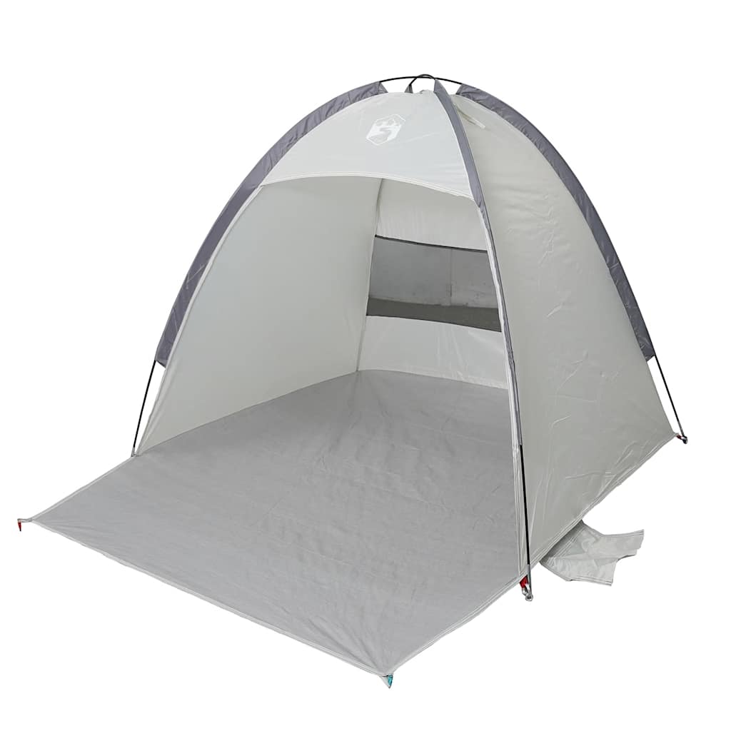 Detail van de vidaXL strandtent in grijs, met open ingang en lichtgewicht ontwerp.