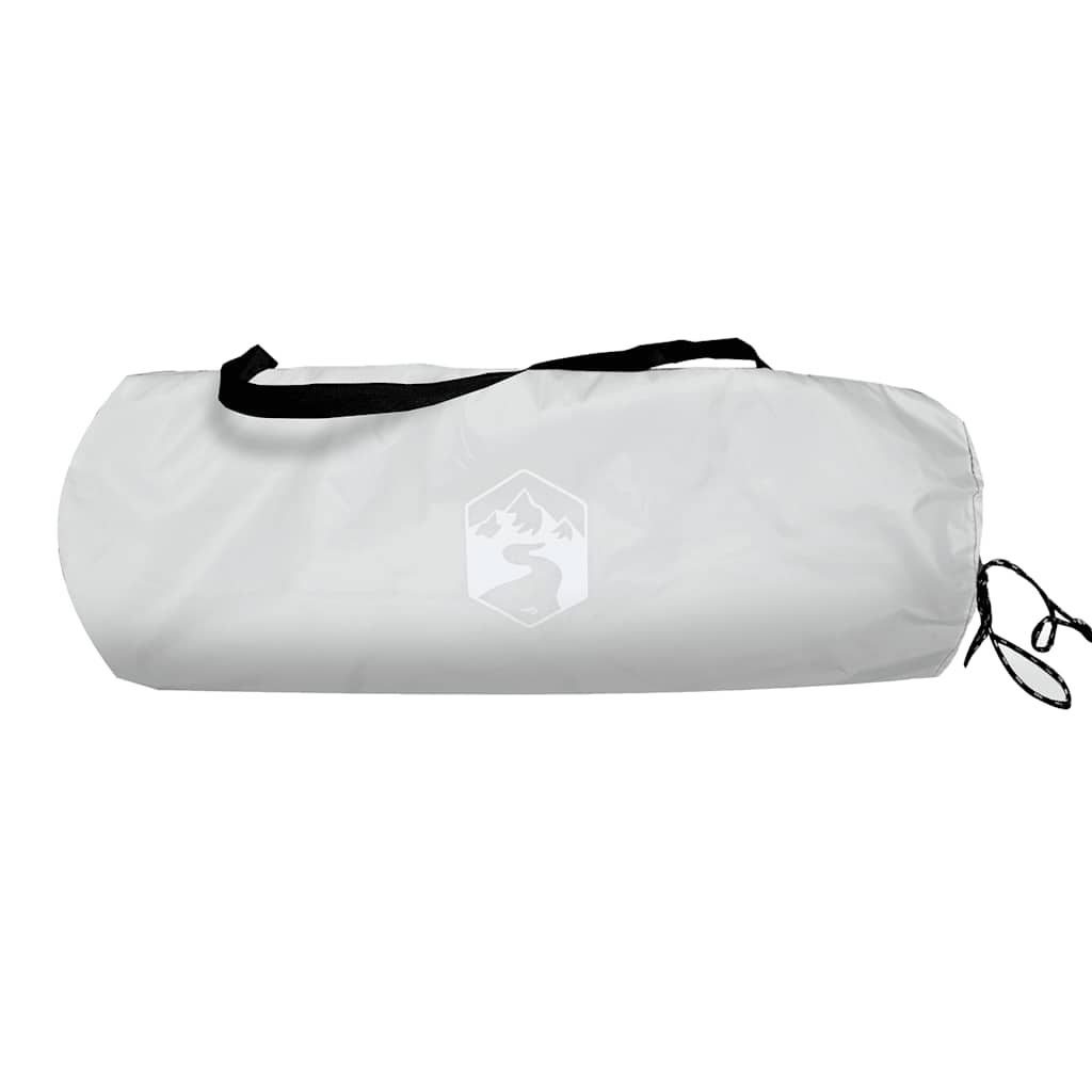 Grijze vidaXL strandtent, opgerold in een handige draagtas met zwart koord.