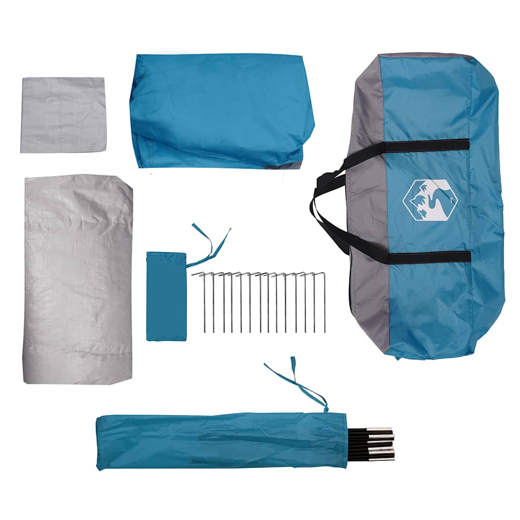 Detail van de accessoires van de vidaXL 6-persoons tunneltent, inclusief stokken en haringen.