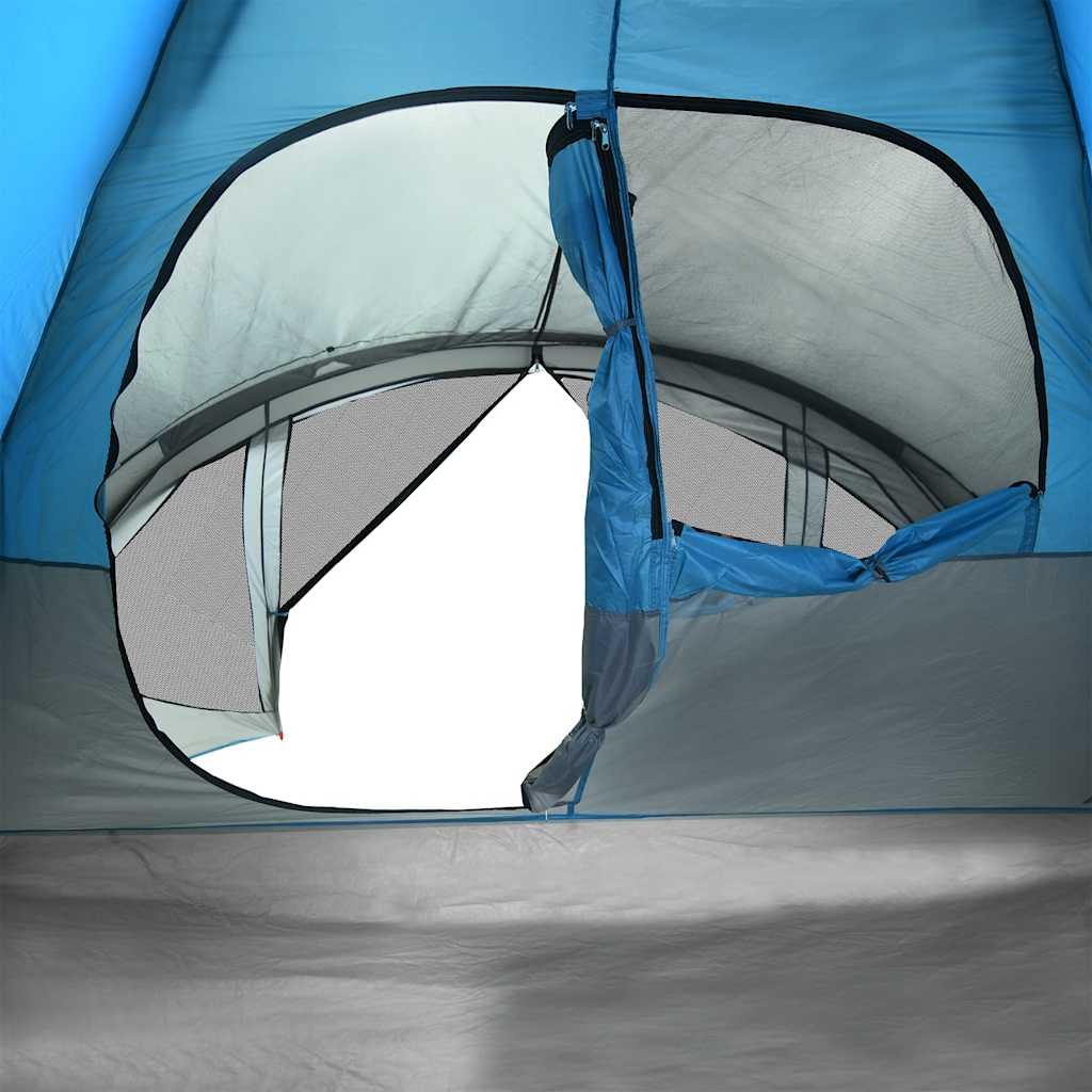 Detail van de ingang van de vidaXL tunneltent met gaas en waterdichte randen.