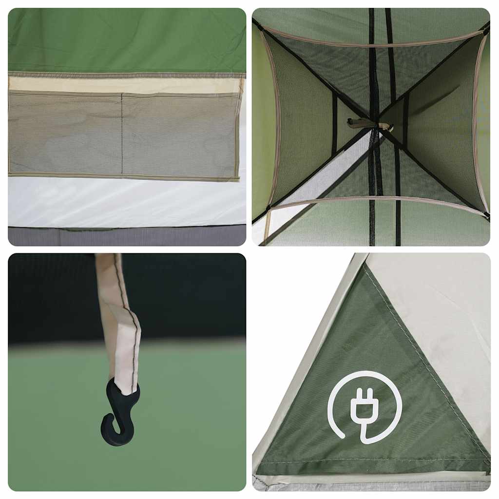 Detail van de binnenkant van de vidaXL koepeltent met opbergvak en haak.