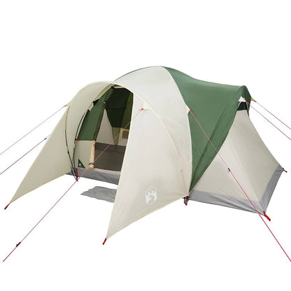 Detail van de vidaXL koepeltent in groen met open ingang en zijflappen.