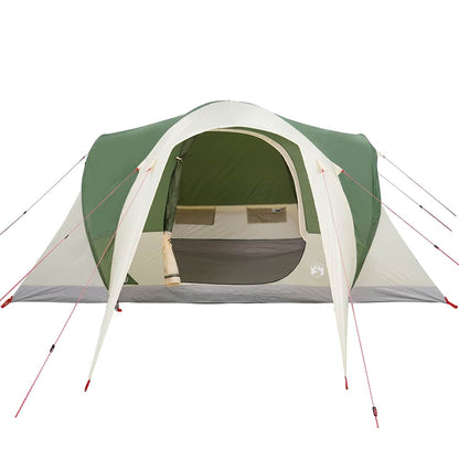 Detail van de vidaXL koepeltent in groen, met open ingang en binnenruimte zichtbaar.