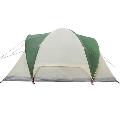 Detail van de vidaXL koepeltent in groen en beige, zijaanzicht met ingangen en ventilatie.