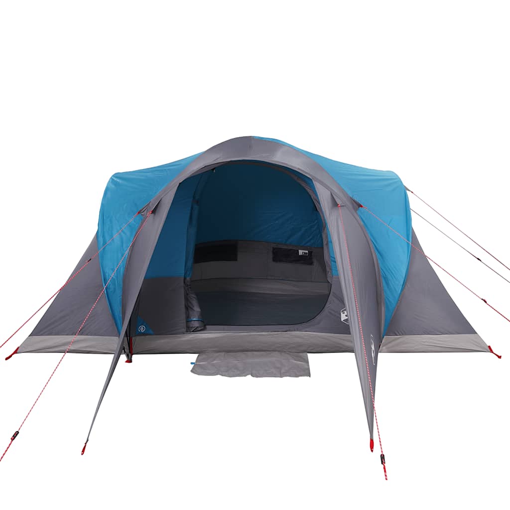 Detail van de vidaXL koepeltent in blauw met een ruime ingang en waterdichte afwerking.