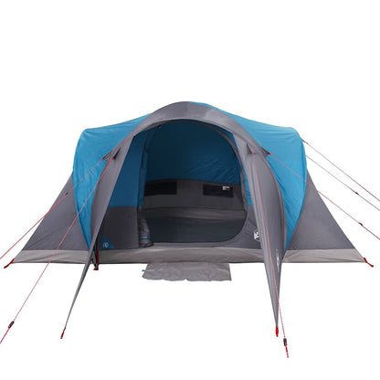 Detail van de vidaXL koepeltent in blauw met een ruime ingang en waterdichte afwerking.