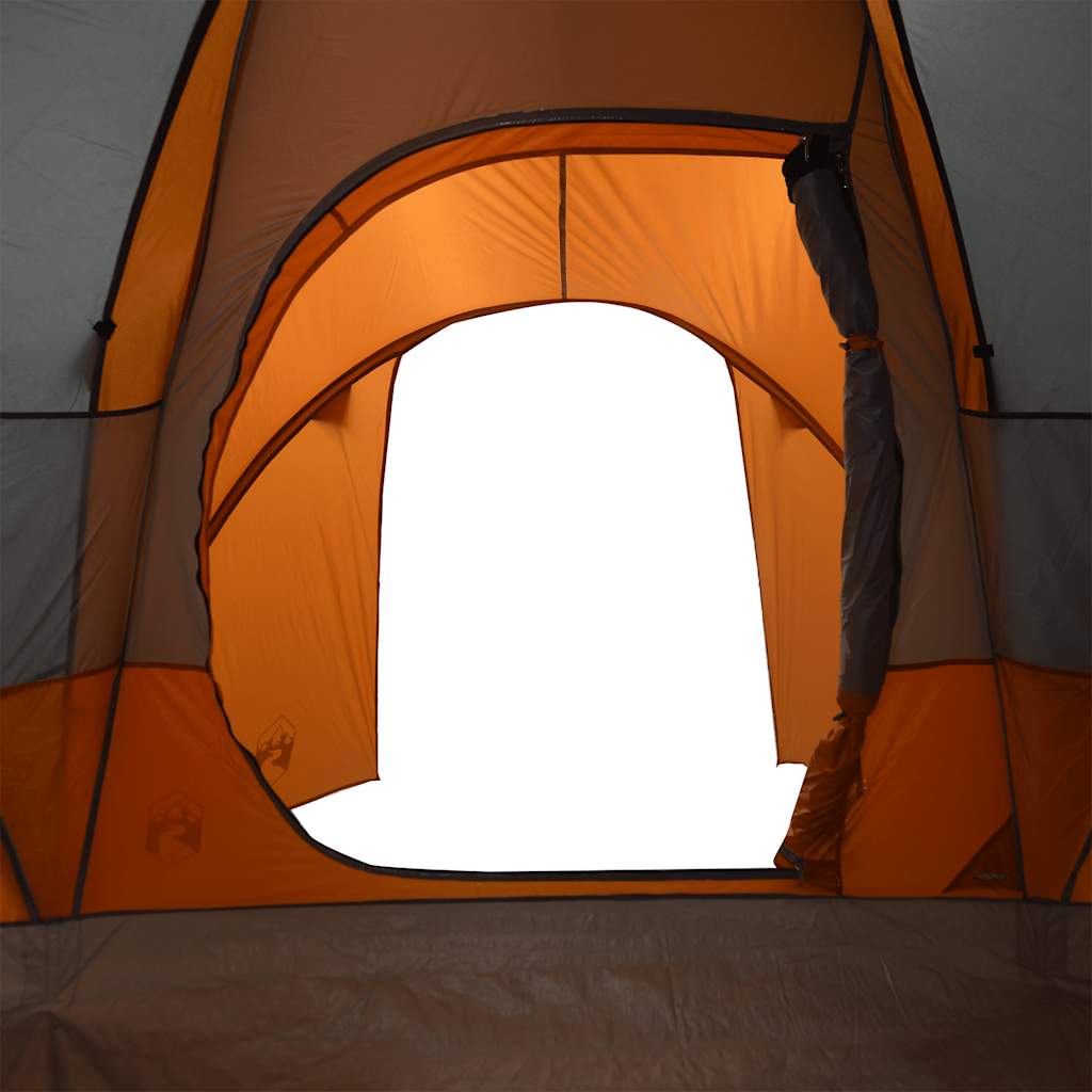 Detail van de oranje ingang van de vidaXL koepeltent met waterdichte afwerking.