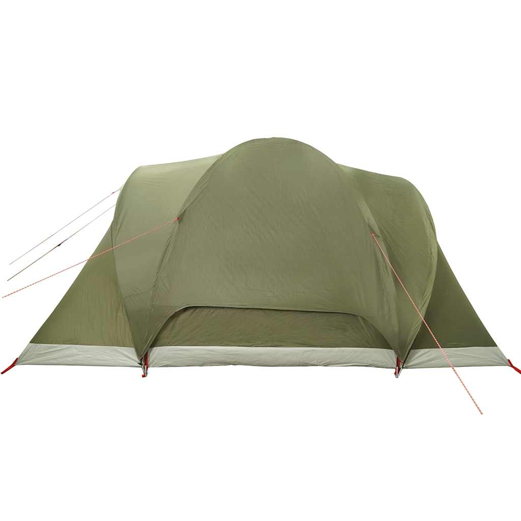 Detail van de olijfgroene vidaXL koepeltent met waterdichte tentdoek en flexibele stokken.