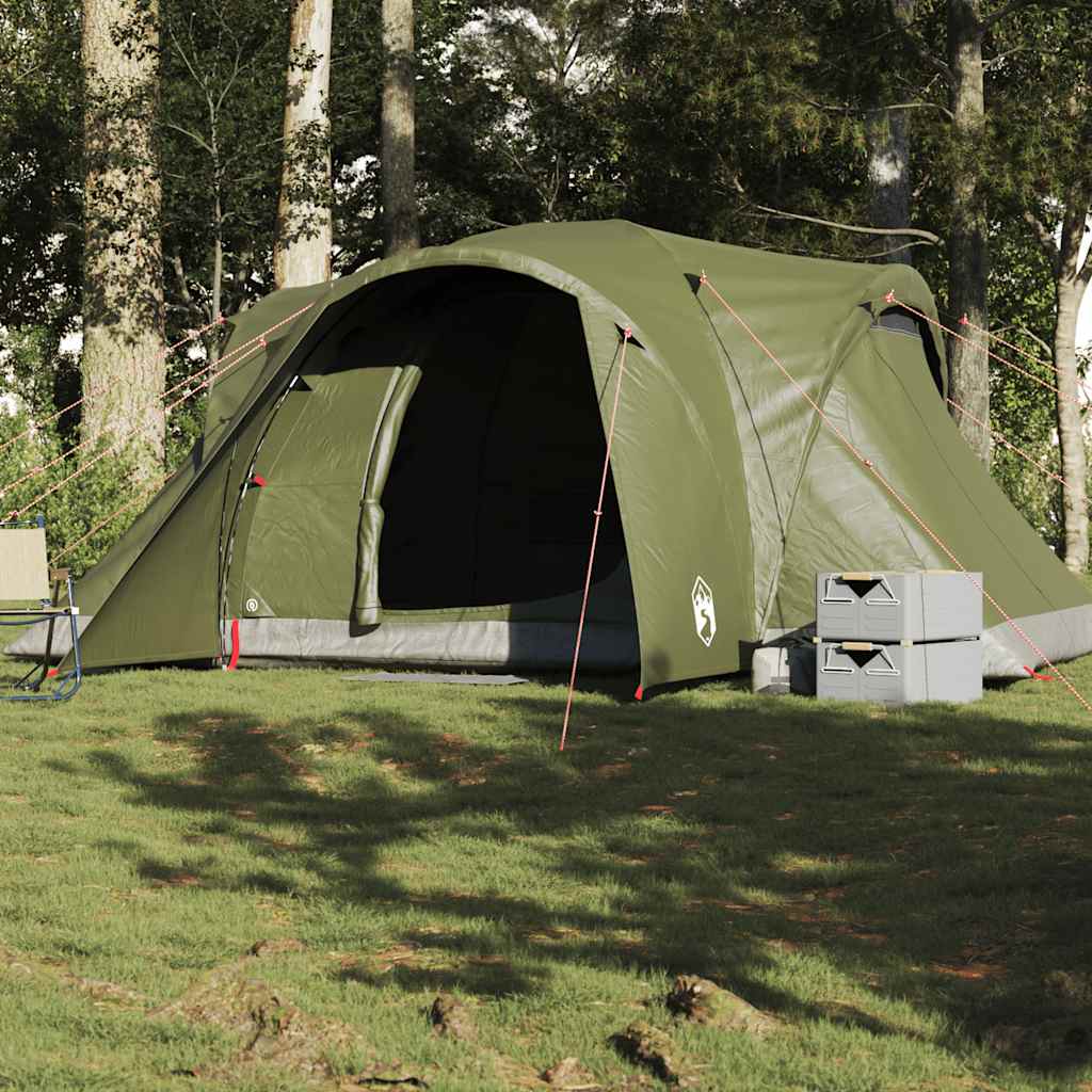 Koepeltent vidaXL 6-persoons in olijfgroen, waterdicht met open ingang.