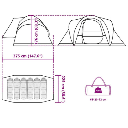 Detailweergave van de vidaXL koepeltent met afmetingen en opbergzak.