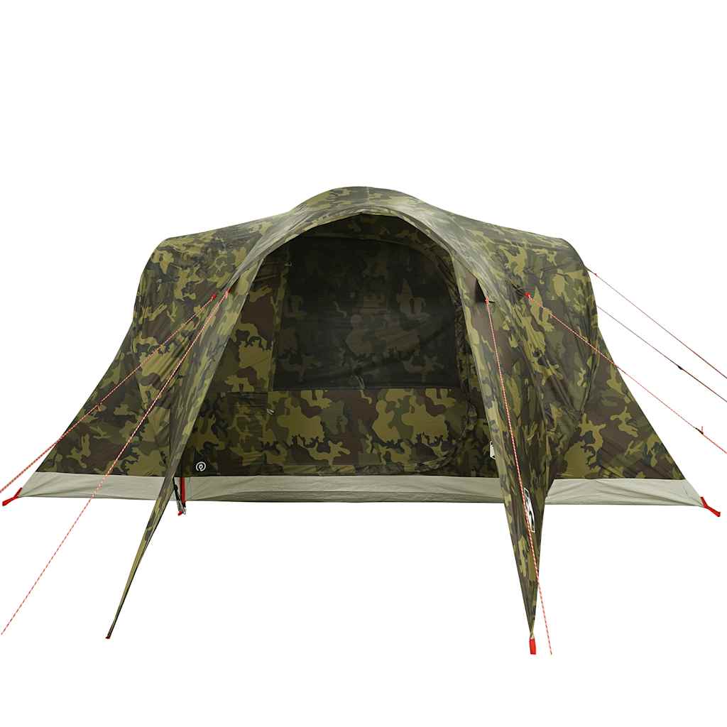 Detail van de vidaXL koepeltent met camouflagepatroon en open ingang.