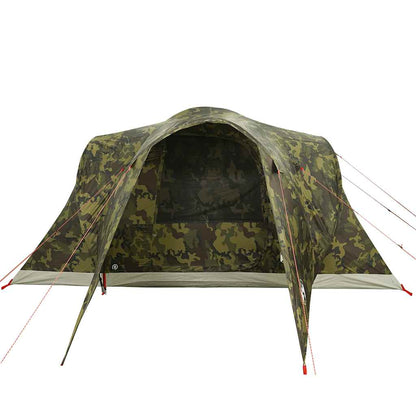 Detail van de vidaXL koepeltent met camouflagepatroon en open ingang.