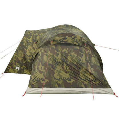 Detail van de vidaXL koepeltent in camouflage, zijaanzicht met waterdichte stof.