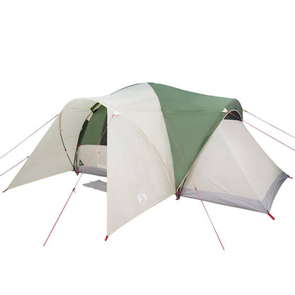 Detail van de vidaXL koepeltent met groene top en beige zijwanden, zijaanzicht.
