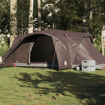 Bruine vidaXL koepeltent voor 6 personen, waterdicht en windbestendig, in een groene omgeving.