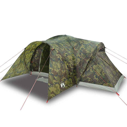 Detail van de vidaXL koepeltent in camouflage met waterdichte buitenkant en flexibele stokken.