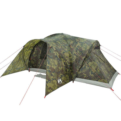 Detail van de vidaXL koepeltent in camouflage, met waterdichte afwerking en flexibele stokken.