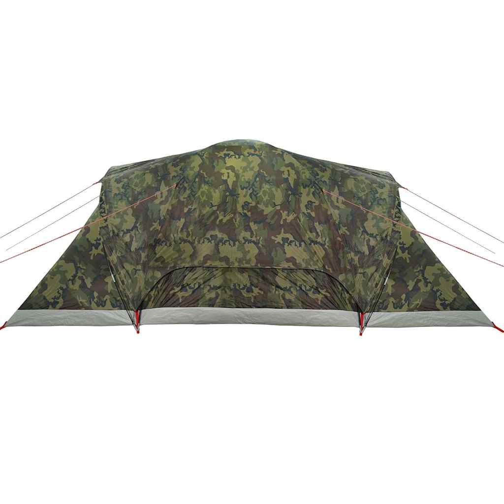 Detail van de vidaXL koepeltent in camouflage, zijaanzicht met waterdichte stof.