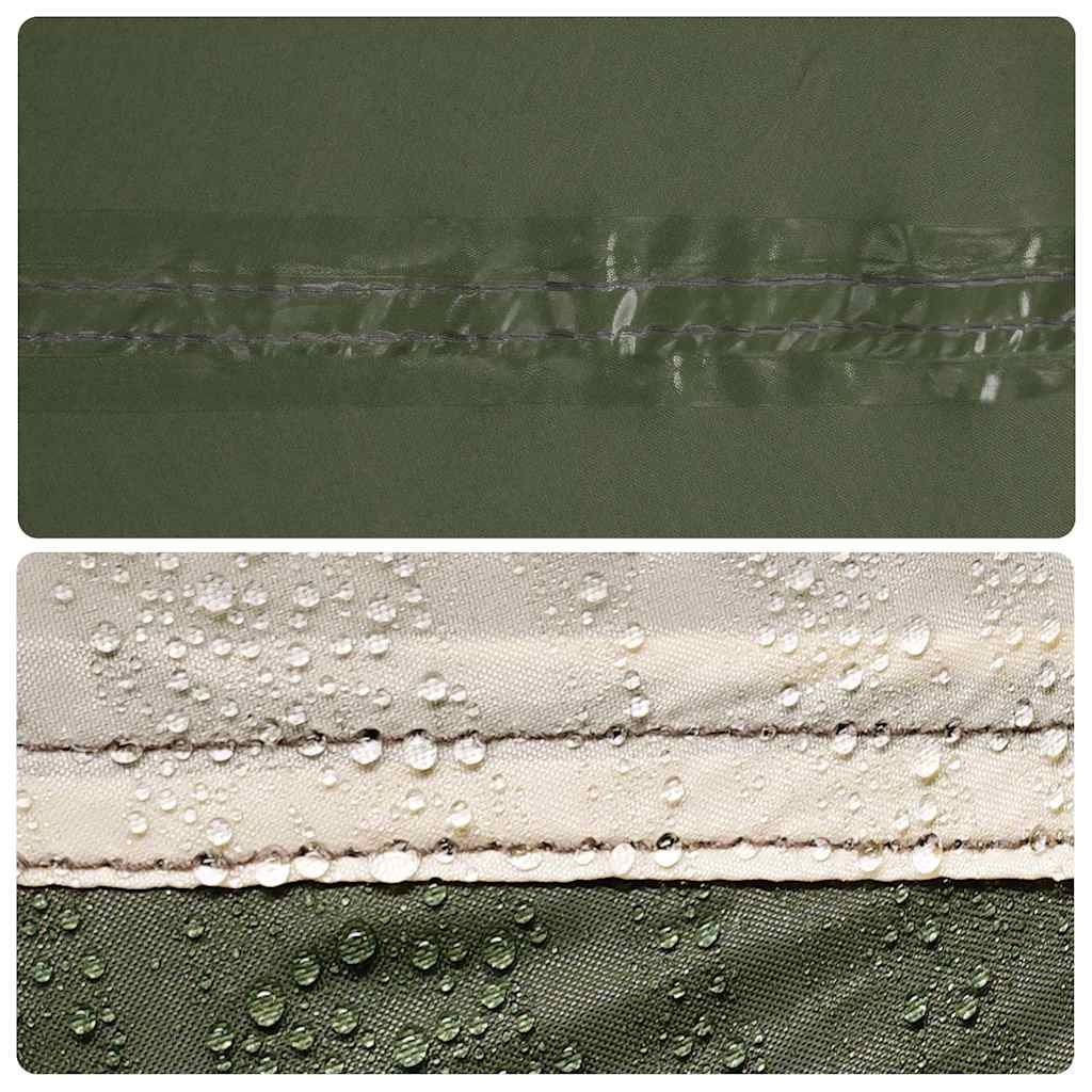 Detail van de waterdichte naden van de vidaXL douchetent in olijfgroen.