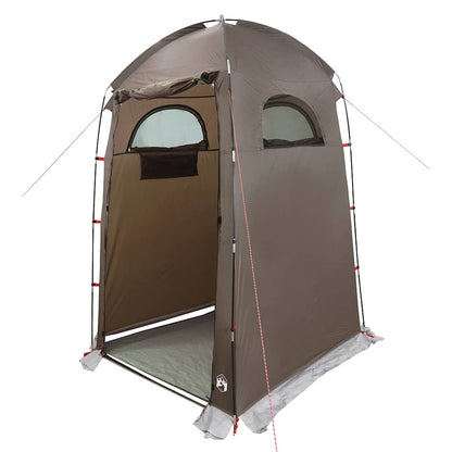 Detail van de vidaXL Douchetent in bruin, met open ingang en ventilatieroosters.